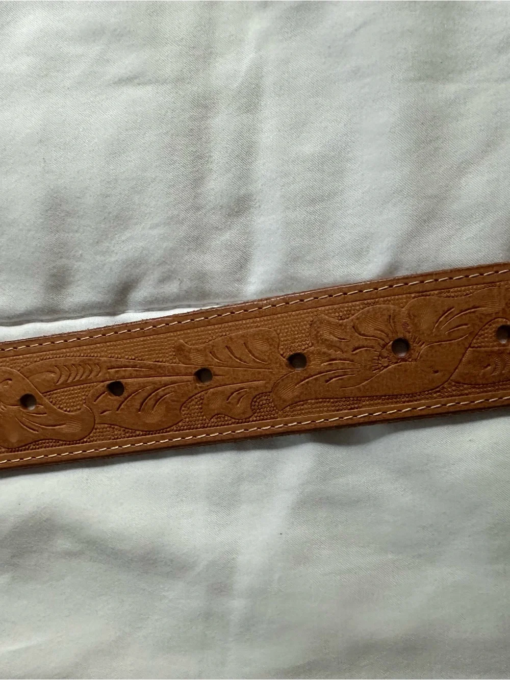 American Eagle Genuine Leather Tooled Floral Western Belt S Tan Brown
